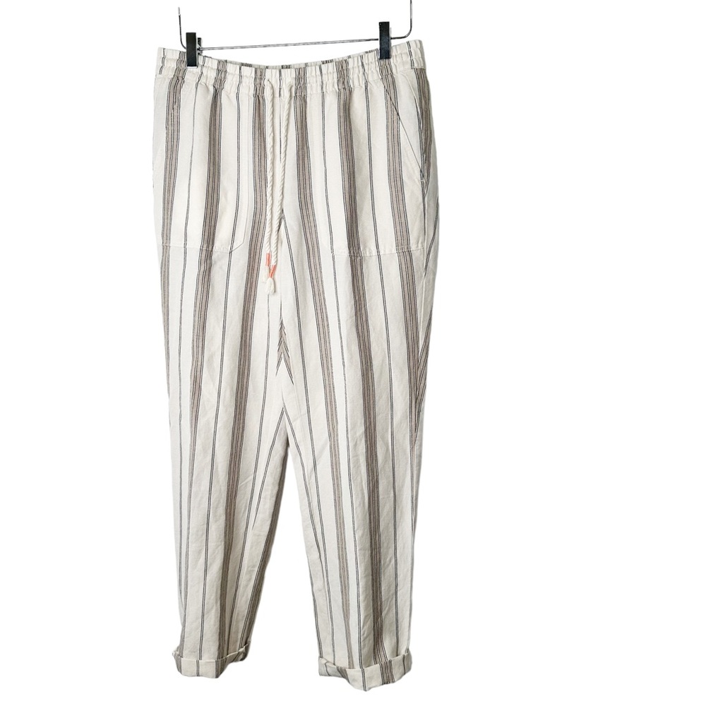 J. Jill Linen Striped Drawstring Casual Pants Small
